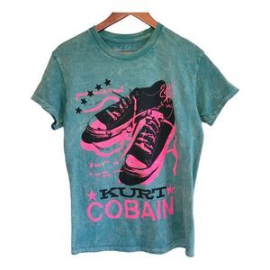 Kurt Cobain Nirvana Tie Dye Grunge Tee Green Pink Small